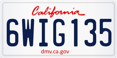 CA license plate 6WIG135