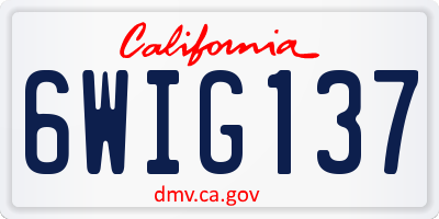 CA license plate 6WIG137