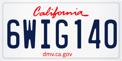 CA license plate 6WIG140