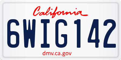 CA license plate 6WIG142
