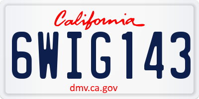 CA license plate 6WIG143