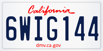 CA license plate 6WIG144