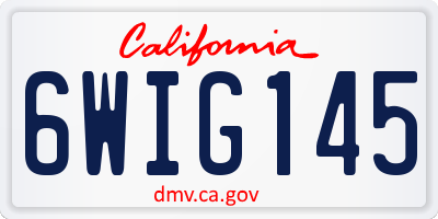 CA license plate 6WIG145