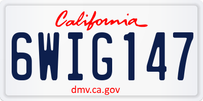 CA license plate 6WIG147