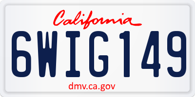 CA license plate 6WIG149
