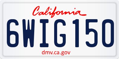 CA license plate 6WIG150