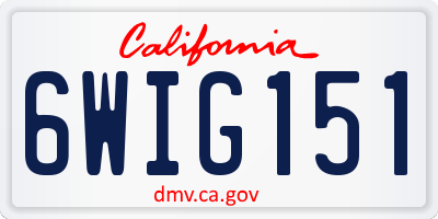 CA license plate 6WIG151