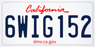 CA license plate 6WIG152