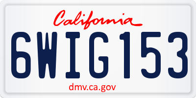 CA license plate 6WIG153