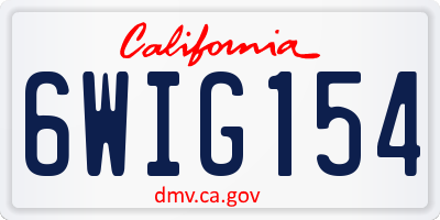 CA license plate 6WIG154
