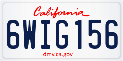 CA license plate 6WIG156