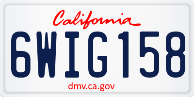CA license plate 6WIG158
