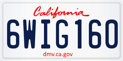 CA license plate 6WIG160