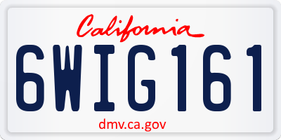 CA license plate 6WIG161