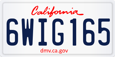 CA license plate 6WIG165