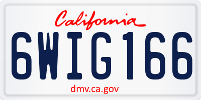 CA license plate 6WIG166