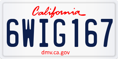 CA license plate 6WIG167