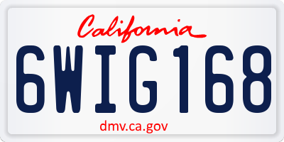 CA license plate 6WIG168