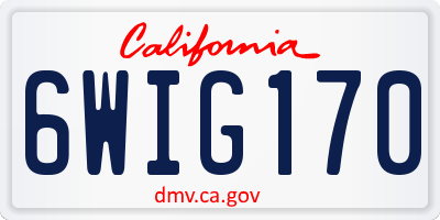 CA license plate 6WIG170