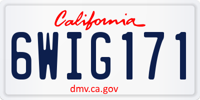 CA license plate 6WIG171