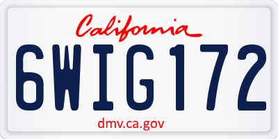 CA license plate 6WIG172