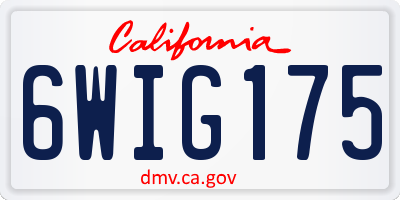 CA license plate 6WIG175