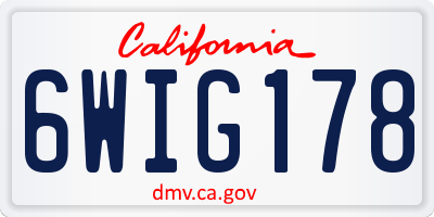 CA license plate 6WIG178
