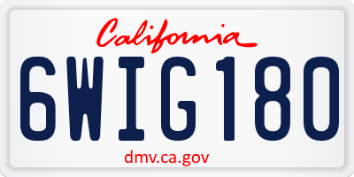 CA license plate 6WIG180
