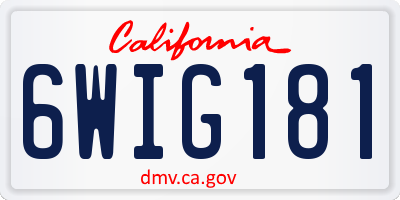 CA license plate 6WIG181