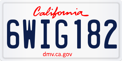 CA license plate 6WIG182