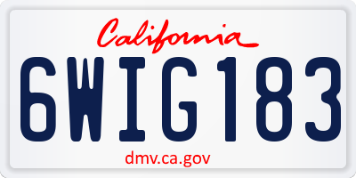 CA license plate 6WIG183