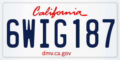 CA license plate 6WIG187