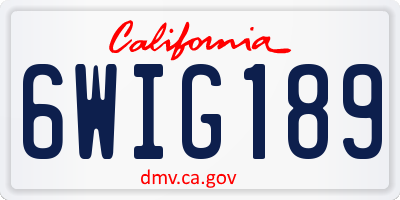 CA license plate 6WIG189