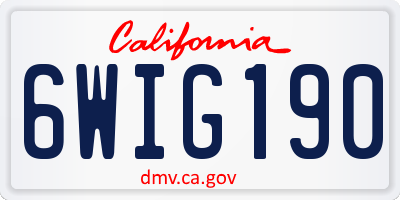 CA license plate 6WIG190