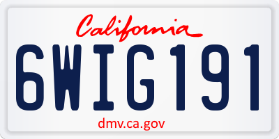 CA license plate 6WIG191