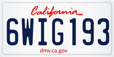 CA license plate 6WIG193
