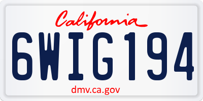 CA license plate 6WIG194