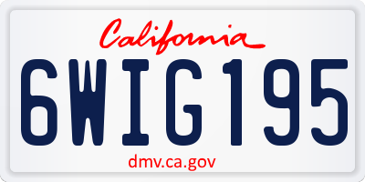 CA license plate 6WIG195