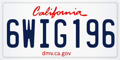CA license plate 6WIG196