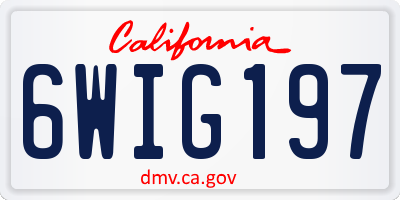 CA license plate 6WIG197