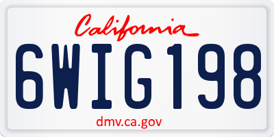 CA license plate 6WIG198