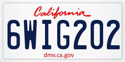 CA license plate 6WIG202