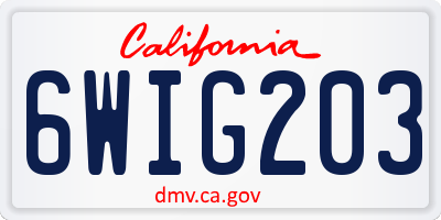 CA license plate 6WIG203
