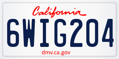 CA license plate 6WIG204