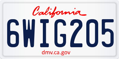 CA license plate 6WIG205