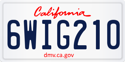 CA license plate 6WIG210