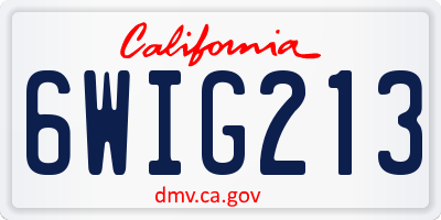 CA license plate 6WIG213