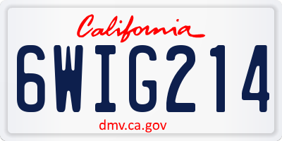 CA license plate 6WIG214