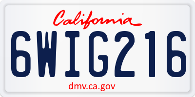 CA license plate 6WIG216