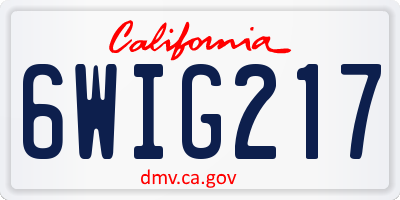 CA license plate 6WIG217